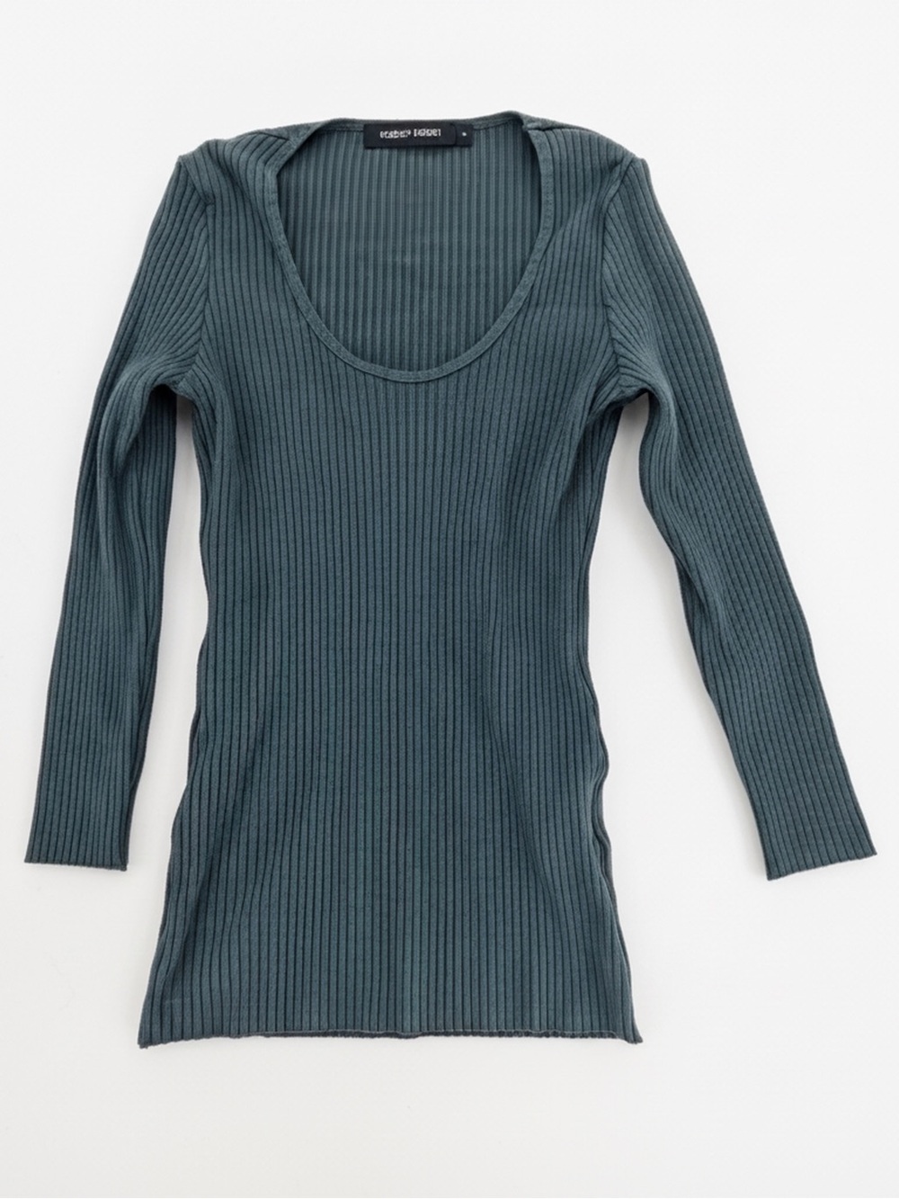 Nobody Denim Luxe Rib 3/4 Scoop Tee Hunter Green Top S Quiet Luxury
